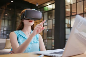 woman with a virtual reality headset